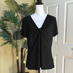 Chaps, XL, Black Polka Dot Women's Short Sleeved Top